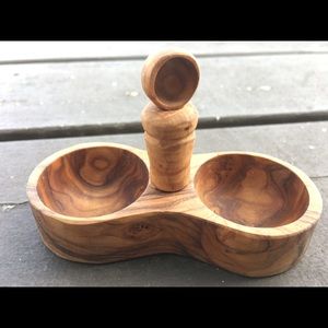 🌞Olive Wood salt & pepper dish with spoon